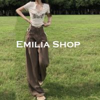 EMILIA SHOP กางเกงขายาว กางเกงเอวสูง กางเกงขายาวผู้หญิง 2022 ใหม่ ES220030