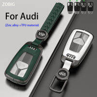 ZOBIG ซิงค์อัลลอยสำหรับ Audi ที่ห้อยกุญแจปลอกเคสกุญแจรถยนต์พร้อมพวงกุญแจพอดีกับ Q7 A4 Audi Q5 TT A3 A6 SQ5 R8 S5กรอบกุญแจรีโมตของแท้