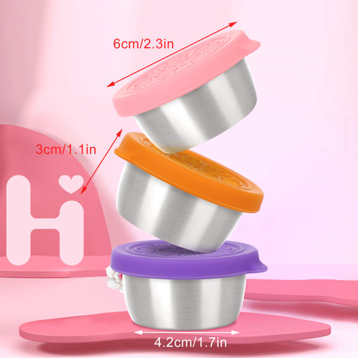 ภาชนะภาชนะบรรจุเครืองปรุงอาหารน้ำสลัดถ้วยซอสนำกลับมาใช้ได้คงทนอุปกรณ์ที่ใช้ในครัวสีสันสดใส6ชิ้น-easybuy88