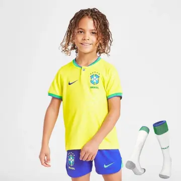 Amf Yellow Brazil Football Jersey for Mens & Kids (3-4 Years