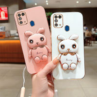 เคส6D Rabbite GTHD Samsung กาแลคซี M31แฟชั่นเคลือบหรูหราเคสมือจับสำหรับโทรศัพท์มือถือการ์ตูนสำหรับ M31 GalaxyM31 Samsung ฝาหลัง M31พับเป็นขาตั้งผิวนอกเนื้อนิ่ม TPU กันกระแทก