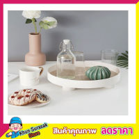 Tray decoration ถาดวางของสีขาว ถาดวางของหรู ถาดวางของของสวยๆ ถาดมินิมอล ถาดวางน้ำหอม ถาดสีขาว ถาดกลมสีขาว ถาดกลมสีขาว ขนาด 29.5x7.5cm T1708