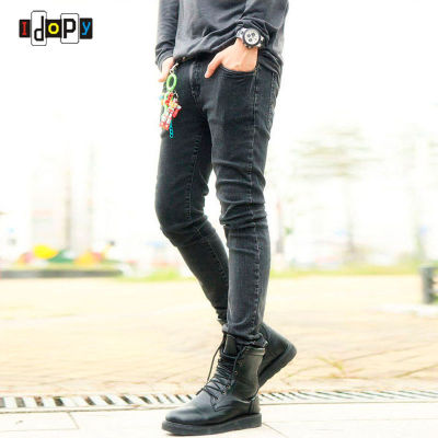Funky Fashion Pencil Pants Super Skinny Multi Colored Elastic Ripped Washed Faded Slim Fit Long Jeans Trouser For Young Men