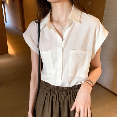 shenghao เสื้อเชิ้ตอเนกประสงค์ลำลองสีพื้นมีกระเป๋าแขนกุดทรงหลวมสำหรับผู้หญิง