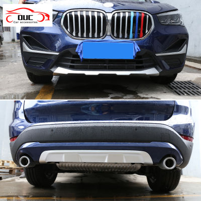 ชิ้นส่วนรถยนต์2ชิ้นสำหรับ BMW X1 F48 2020-2021อุปกรณ์เสริมรถยนต์การสร้างแบบจำลอง ABS โครเมียมด้านหน้า + Bemper Belakang แผ่นกันลื่นกันกระแทก87Tixgportz