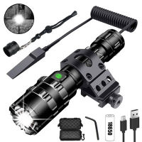 【ส่งของจากประเทศไทย】BEATY 1600 Lumens Flashlight ไฟฉายยุทธวิธี USB ชาร์จแบบพกพาไฟฉาย XML-L2 ไฟฉายกันน้ำล่าสัตว์ไฟฉายพลังงานสูงพร้อมคลิป 18650 แบตเตอรี่