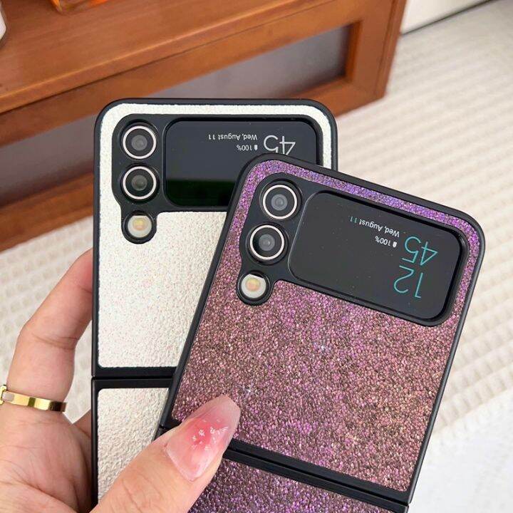 เคสโทรศัพท์กากเพชรหรู-hoce-สำหรับ-samsung-galaxy-z-flip-3-4-5-flip5-flip4เคสโทรศัพท์ติดเพชรไล่ระดับสีของดาว