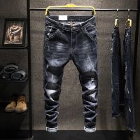 CODwuyan8340 Men Jean Slim Fit Denim Pants Fashion Man Trousers Jeans Lei