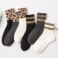 Spotted Leopard Print Women Socks Japanese Style Autuma Spring Summer Fashion Novelty Animal Pattern Mid-Tube Socks For Girls