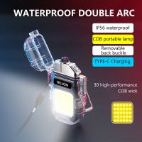 ZZOOI Mini Waterproof Lighter with COB Light Outdoor Camping Survival Igniter Type-C Charging Flashlight Electronic Arc Plasma Lighter