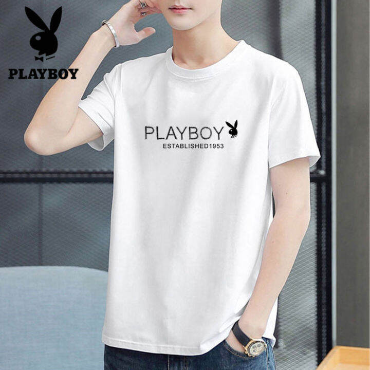 ผู้ชาย-playboy-เสื้อยืดผ้าฝ้ายยี่ห้อแขนสั้นพิมพ์ลาย-เสื้อยืดplayboyผู้ชาย-เสื้อยืดplayboyแท้-t313