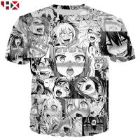 Latest Ahegao Hentai Expression 3D Print Mens Short Sleeve T-shirt