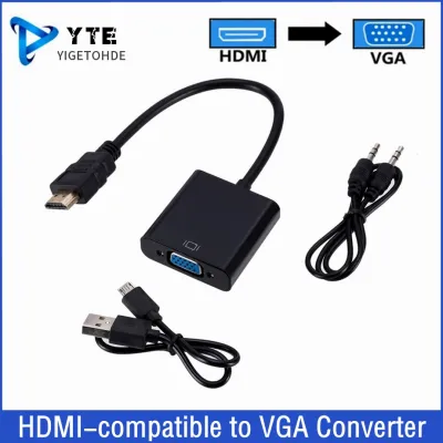 Konverter Video Audio HDMI kompatibel dengan VGA Video Audio 1080P Digital ke adaptor Analog untuk PC Laptop TV kotak ke tampilan proyektor HDTV