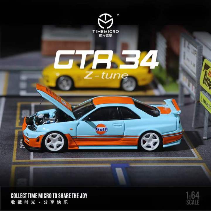 pre-order-time-micro-1-64-nissan-gtr34-gulf-oil-limited2000-diecast-model-car