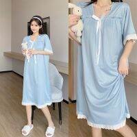 The new milk silk pit. Increase loose short-sleeved summer nightgown female pure sweet bowknot dress my pajamas