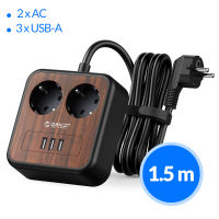 ORICO Portable Power Strip 3m Extension Cable Electrica Socket with 3 USB Ports for Home Wood Grain Double Sockets