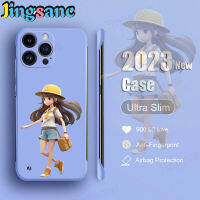 Jingsanc เคส iPhone 14 Pro Max 14 13 12 11 XR XS X Pro Max Mini 8 7 6S 6 Plus + SE 2020เคสโทรศัพท์ผู้หญิงสวยแบบด้านสีลูกกวาดไร้กรอบฮาร์ดพีซีป้องกันการตก M001-3