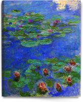 ดอกบัวแดง Claude Monet ขั้นตอนก่อนทำศิลปะผ้าใบ Giclee ศิลปะบนผนังสำหรับ30x24การตกแต่งบ้าน