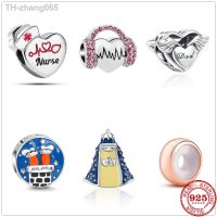 2022 New Fashion Silver 925 Colorful Earphone Heart Nurse Charm Bead Pendant Fit Original Pandora Bracelets DIY Fine Sterling