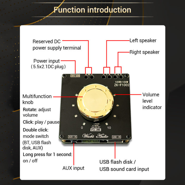 pcbfun-zk-f1002เครื่องขยายเสียงสเตอริโอบอร์ด2-0-2x10-0w-tpa3116d2-modul-amplifier-audio-เครื่องขยายเสียงดิจิตอลช่องแอมป์คู่5-1-bt-พร้อมช่อง-aux-ดิสก์-u-การ์ดเสียงยูเอสบีอินพุต