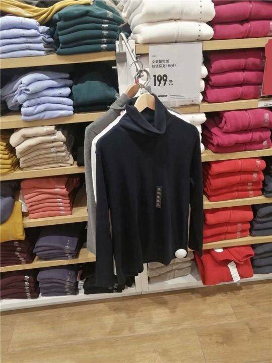 uniqlo-เสื้อยืดเสื้อยาวปิดถึงก้นแขนยาวสองเสื้อสวมศีรษะมีปกผ้าฟลีซสำหรับผู้หญิงห้องลองเสื้อ2020ฤดูใบไม้ร่วงและฤดูหนาว-jl428327