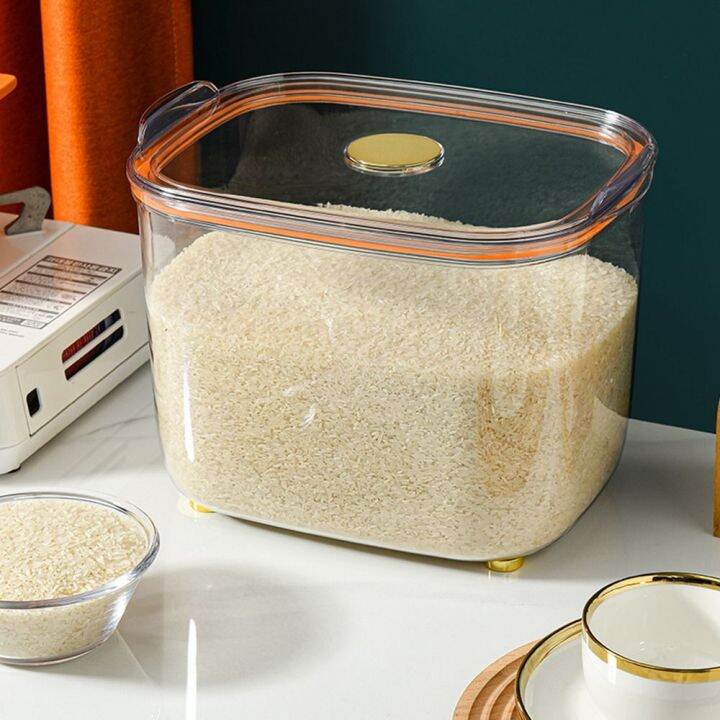 QUTDI 5kg/10kg Airtight Grain Box Transparent Cereal Dispenser Rice
