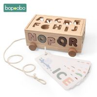 Baby Alphabetic Cognition Multifunctional Toy Car Wooden Stack Toy Block Montessori Hand-on Ability Educational Child Block Gift