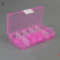 LQ Plastic10 slots adjustable Jewelry กล่องเก็บของ Case CRAFT Organizer beads