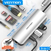 【COD】Vention USB C Hub,Type C to 4K HDMI USB-C Gen 1 USB 3.0 RJ45 SD TF TRRS 3.5mm PD Docking Station 9 In 1 Hub Thunderbolt 3 Network Adapter for SAMSUNG S10+, For huawei P20 P30 TYPE C HUB