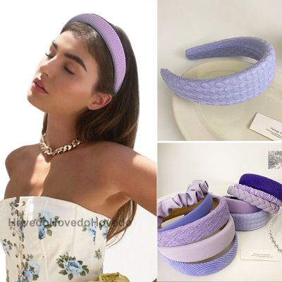 【YF】 2023 New Purple Wide Headbands Solid Color Folds Pattern Hair Hoop Designer Accessories for Women
