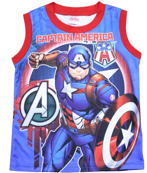 เสื้อผ้าเด็กลายการ์ตูนลิขสิทธิ์แท้-เด็กผู้ชาย-ผู้หญิงชุดเที่ยว-ชุดแขนกุด-ชุดแฟชั่น-captain-america-เสื้อเด็กผ้ามัน-avengers-dma243-02-bestshirrt