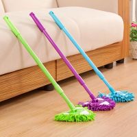 180° Rotatable Retractable Triangle Chenille Lazy Mop / Washable Bathroom Floor Wall Window Dust Removal Mop with Replacement Mop Head / Household Cleaning Tools