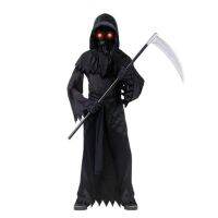 2023 เครื่องแต่งกายสำหรับเด็กฮาโลวีน Cosplay เสื้อผ้าการแสดงเด็ก Grim Reaper Devil Vampire Black Robe