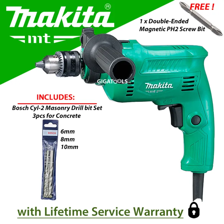 Makita M0800M Hammer Drill 500W 10mm (3/8″) with Free Double-Ended ...