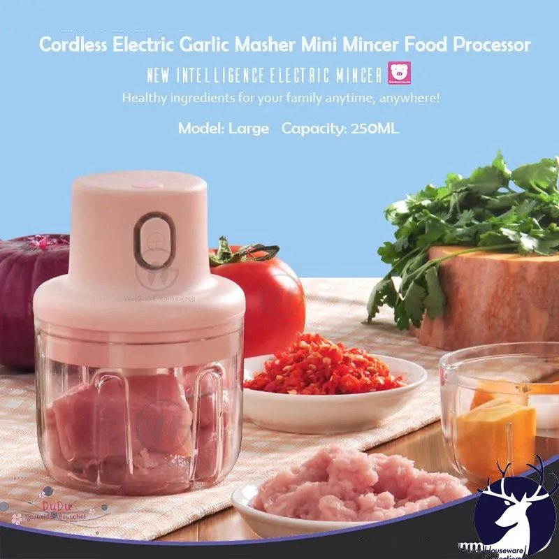 Electric Chopper Mini USB Wireless Garlic Meat Fruit Vegetable Food Grinder  New