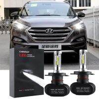 หลอดไฟสีขาวไฟหน้า LED Lampu Laphalogen 2ชิ้นสำหรับ Hyundai Tuncson (LM) 2010-2015