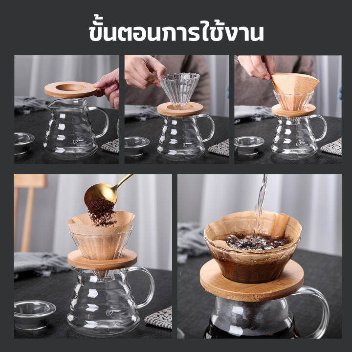 ส่งจากไทย-ดริปเปอร์แก้วฐานไม้-ดริปเปอร์แก้ว-กรวยดริปกาแฟ-ชุดชงกาแฟ-กรวยกรองกาแฟ-ใช้ร่วมกับแผ่นกรองกาแฟและเหยือกแก้วได้ทุกขนาด