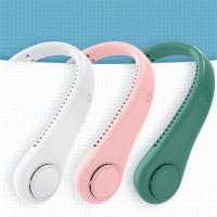 1200mAh Summer Cooling Hanging Neck Fan USB Rechargeable Air Cooler Hanging Neck Fan Bladeless Silicone 3 Gears Electric for Traveling