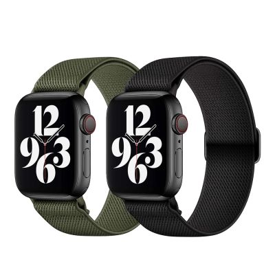 ♘﹍ For Apple Watch Band Adjustable Elastic Nylon Solo Loop Scrunchie Strap 44mm 40mm 38mm 42mm Bracelet IWatch SerieS 6 5 Watchband