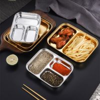 Stainless Steel Divided Tray Multiple Size Dinner Plates for Food Restaurant Hotel Tableware Snack Dish Kitchen Organizer Baking Trays  Pans