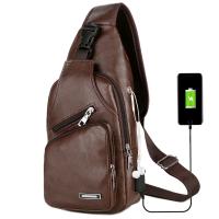 ♣◐♠ USB Charging Chest Bag with Headset Hole Men 39;s Multifunction Single Strap Anti-theft Chest Bag with Adjustable Shoulder Strap