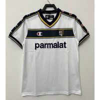 2022 2023 ล่าสุด เสื้อกีฬาแขนสั้น ลายทีมชาติฟุตบอล Parma away 02 03 Parma S-XXL AAA สีขาว สไตล์วินเทจ