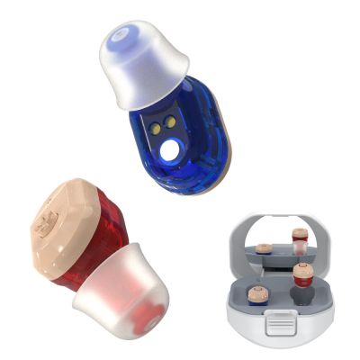 ZZOOI 1 Pair Hearing Aids Rechargeable Inner Ear Hearing Device Sound Amplifier Stable Transmission Noise Reduction Rechargeable Base
