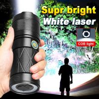 LED Powerful Flashlight Rechargeable Tactical Flashlights Lantern Zoom Long Range 1500m Torch Built In Battery with COB light Rechargeable  Flashlight