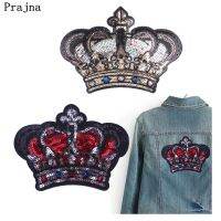 Prajna Queen Crown Patches Sequins Patch Golden Big Size T-shirts Cartoon Decoration For Clothes DIY Iron On Patches Applique Fashion Accessories