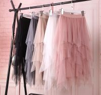 【CC】 1pcs/lot irregular Tulle Skirts Fashion Elastic Waist Mesh Tutu Skirt Pleated (good)