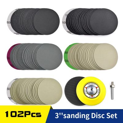100Pcs 3 Inch 75mm Sanding Discs Wet Dry Hook &amp; Loop Sandpaper 1/4  Shank Sanding Pad Foam Buffing Pads Automotive Polishing