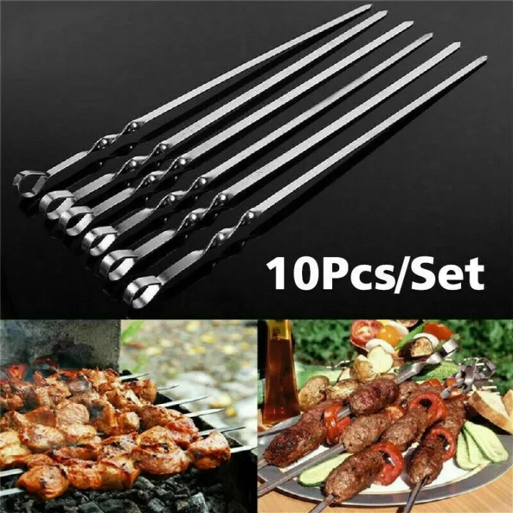 Leaf kitchen 【COD】10Pack BBQ Barbeque Stainless Steel Shish Skewers