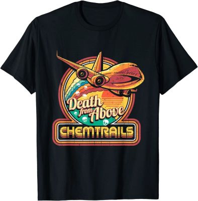 Conspiracy Theory Chemtrails Jet Plane Skulls Retro Colors T-Shirt
