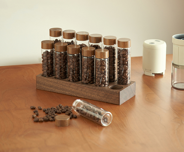 Coffee Beans Storage Container Tube Display Rack Tea Bottle Glass